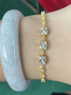 18K Gold Plated Micron Pave CZ Delicate Chain Design Tennis Bracelets Timeless Beauty