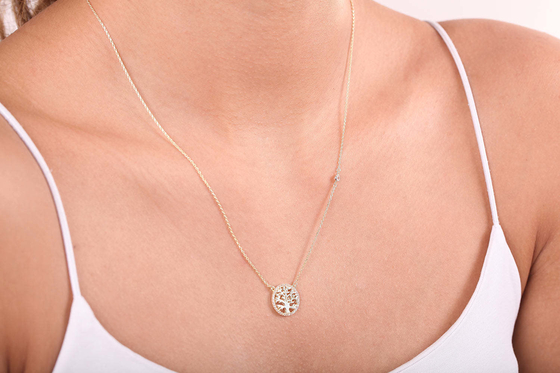 পার্টি উপলক্ষ 18K স্বর্ণ Plated Sterling Silver Tree of Life মহিলাদের জন্য দুল নেকলেস