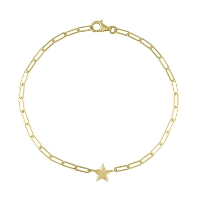 925 Sterling Silver Tiny Star Charm Bracelet with 18K Gold Plating and 12mm Star Charm