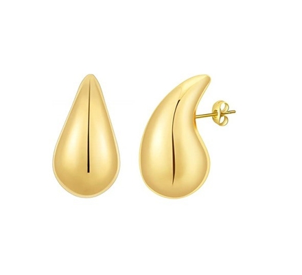 কাস্টমাইজড লোগো 18K গোল্ড প্ল্যাটেড Teardrop Hollow Stud Earring for Girls জুয়েলারী পার্টি