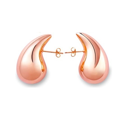 কাস্টমাইজড লোগো 18K গোল্ড প্ল্যাটেড Teardrop Hollow Stud Earring for Girls জুয়েলারী পার্টি