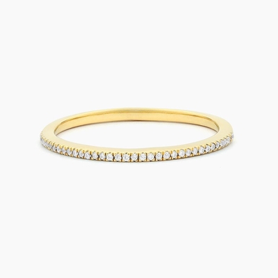 গরম আইটেম 18K স্বর্ণ Plated অর্ধেক অনন্তকাল Stackable 925 স্টার্লিং সিলভার মহিলাদের ব্যান্ড রিং