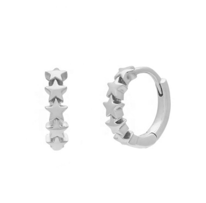 ৯২৫ স্টার্লিং সিলভার স্টার Huggie Earrings for Women ফ্যাশন জুয়েলারী