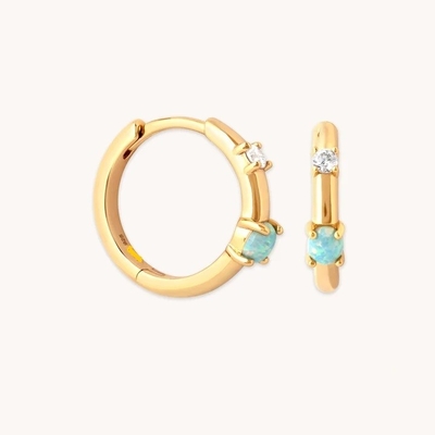মিস্টিক 18K গোল্ড Plated Opal Hoops 925 Sterling Silver সর্বশেষ Huggies ফ্যাশন কানের দুল