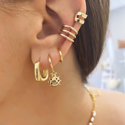 EARRINGS রিয়েল 18K গোল্ড Plated হুপ Huggie স্টার্লিং সিলভার 925 মহিলাদের জন্য গয়না মেয়েরা