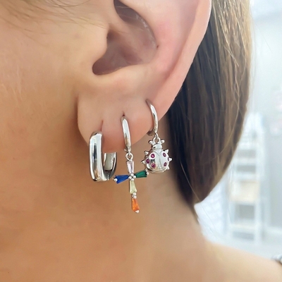 EARRINGS রিয়েল 18K গোল্ড Plated হুপ Huggie স্টার্লিং সিলভার 925 মহিলাদের জন্য গয়না মেয়েরা