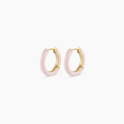 কাস্টমাইজড লোগো Chunky 18K গোল্ড প্ল্যাটেড হুপ তুর্কুজ এনামেল রঙ 925 স্টার্লিং সিলভার Huggies কানের দুল