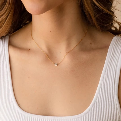 মহিলাদের OEM / ODM ৯২৫ স্টার্লিং সিলভার নেকলেস মেইন স্টোন ছাড়া