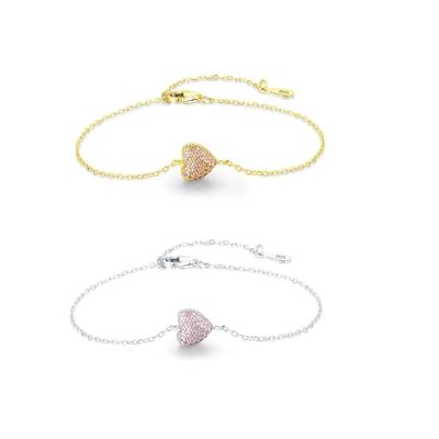 ৯২৫ স্টার্লিং সিলভার হার্ট ব্রেসলেট জিরকন সহ মহিলাদের জন্য