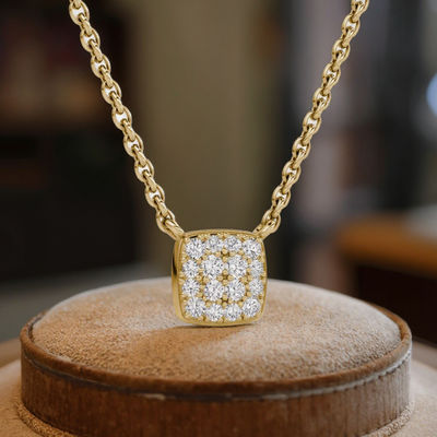 18K গোল্ড প্ল্যাটেড 925 স্টার্লিং সিলভার বর্গক্ষেত্রীয় ঘন জিরকোনিয়া দুল নেকলেস