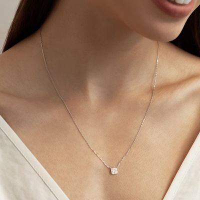 18K গোল্ড প্ল্যাটেড 925 স্টার্লিং সিলভার বর্গক্ষেত্রীয় ঘন জিরকোনিয়া দুল নেকলেস