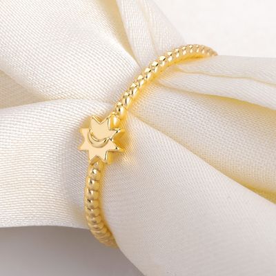 ৯২৫ স্টার্লিং সিলভার মুন সান রিং ১৮কে গোল্ড প্লেটেড unisex জুয়েলারি