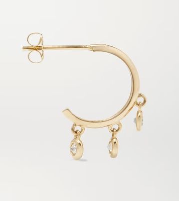 জিরকন বেজেল সেটিং সহ 14K গোল্ড প্ল্যাটেড ব্রাস হুপ কানের দুল