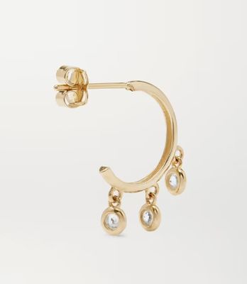 জিরকন বেজেল সেটিং সহ 14K গোল্ড প্ল্যাটেড ব্রাস হুপ কানের দুল