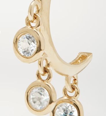 জিরকন বেজেল সেটিং সহ 14K গোল্ড প্ল্যাটেড ব্রাস হুপ কানের দুল