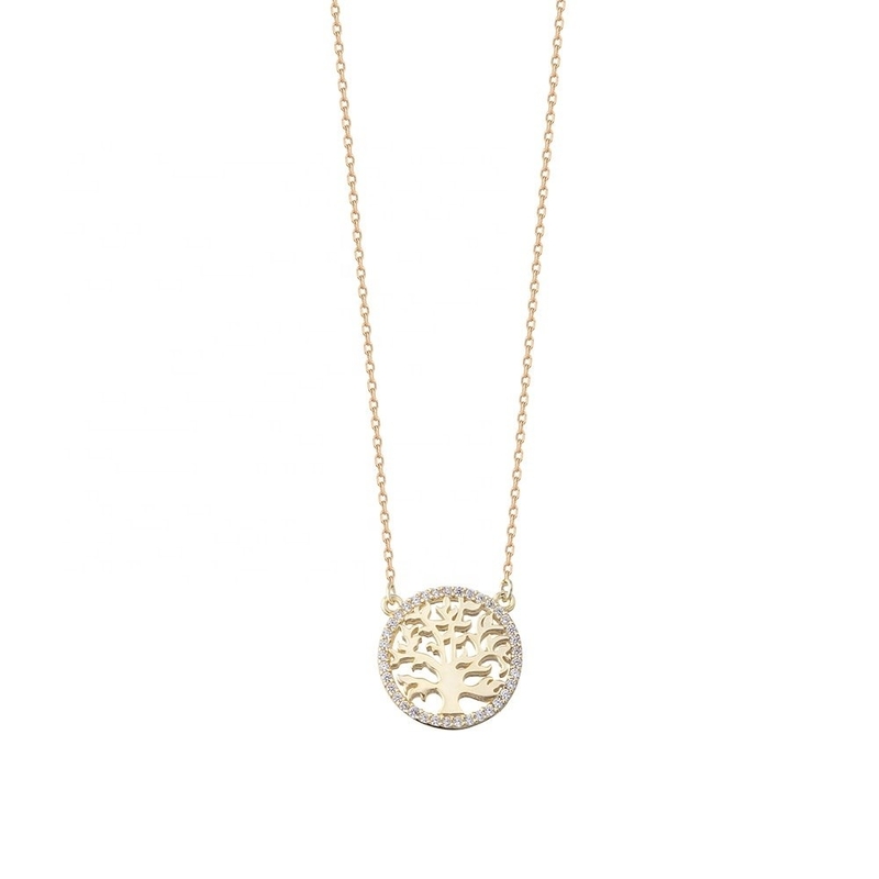 পার্টি উপলক্ষ 18K স্বর্ণ Plated Sterling Silver Tree of Life মহিলাদের জন্য দুল নেকলেস