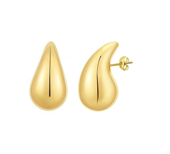 কাস্টমাইজড লোগো 18K গোল্ড প্ল্যাটেড Teardrop Hollow Stud Earring for Girls জুয়েলারী পার্টি