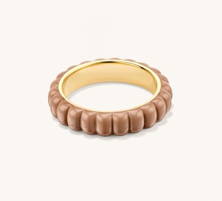 925 Sterling Silver Enamel Girl's Ring with Handmade 18K Gold Plated Eternity Band