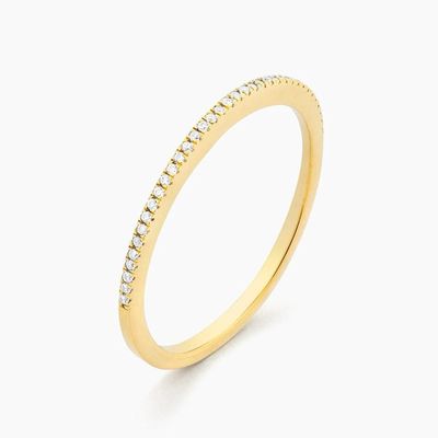 গরম আইটেম 18K স্বর্ণ Plated অর্ধেক অনন্তকাল Stackable 925 স্টার্লিং সিলভার মহিলাদের ব্যান্ড রিং
