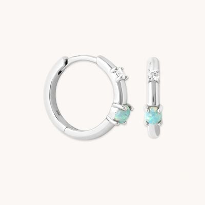 মিস্টিক 18K গোল্ড Plated Opal Hoops 925 Sterling Silver সর্বশেষ Huggies ফ্যাশন কানের দুল